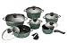 Karcher 112785 Hochwertiges 12-teiliges Aluguss Kochtopf Set mit Rechteckpfanne, Teflon Classic beschichtet, grün...