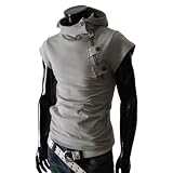 TheLees Mens casual buckle zipper slim hoodie T-shirts