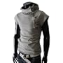 TheLees Herren Schnalle Reissverschluss slim Haube T-Shirts