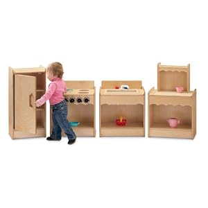 Jonti-Craft 2075JC 4-Piece Toddler Contempo Kitchen Set, Natural