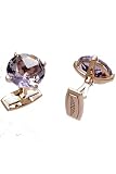 18k Solid Rose Gold with Fancy Cut Pink Amethyst Cufflinks by Herzog
