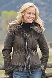 Women's Double Face Rabbit Jacket with Finn Collar
