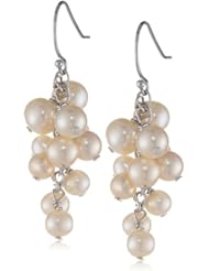 White Potato Freshwater Cultured Pearl Cluster Sterling Silver Ear Wire Drop Earrings