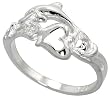 Sterling Silver Diamond Cut Dolphin w/ Heart Cut Out Ring