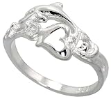 Sterling Silver Diamond Cut Dolphin w/ Heart Cut Out Ring