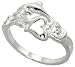 Sterling Silver Diamond Cut Dolphin w/ Heart Cut Out Ring