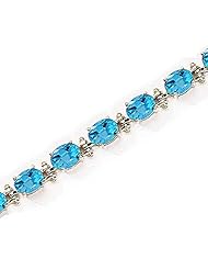 14kt Yellow Gold Oval Blue Topaz and Diamond Bracelet