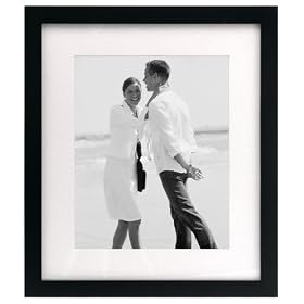 Malden Linear Wood Matted 8x10 Black Picture Frame