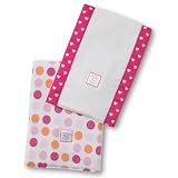 Fuschia Heart with Multi Dots baby Burpies Set by Swaddle Designs