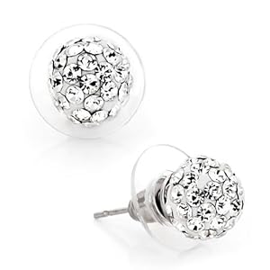 Pugster White Crystal April Birthstone Stud Earrings