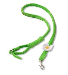Soft Velvet Leash with White Flower - Green - 4 Ft