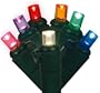 Set of 20 Battery Operated Multi LED Wide Angle Christmas Lights - Green Wire