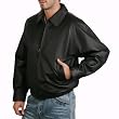 Men's Raglan Sleeve Leather Bomber Jacket in Black or Brown - Regular, Tall, Big, Big & Tall