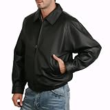 Men's Raglan Sleeve Leather Bomber Jacket in Black or Brown - Regular, Tall, Big, Big & Tall