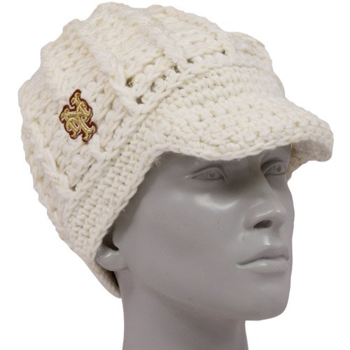 New Era New York Mets Ladies White Gold-Spun Visor Beanie
