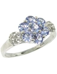 O&G Australia Natural Tanzanite (.97cttw) & White Topaz, 925 Sterling Silver Ring - Size 7.5