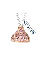 October Birthstone CZs Small Flat Back Shaped Hershey`s Kiss Pendant- 16 to 18 Inch Adjustable Chain Included in 925 Sterling Silver