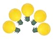 Set of 10 Battery Operated Sugared Yellow LED G50 Christmas Lights - Green Wire