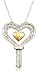 14k Two-Tone Gold Diamond Heart Key Pendant (.07 cttw, G-H Color, I1 Clarity)
