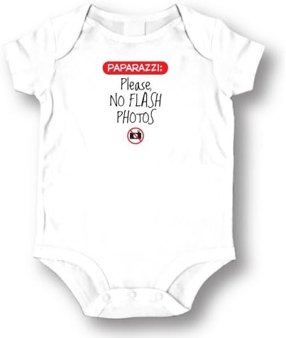 Attitude Rompers"Paparazzi Please No Photos" Baby Romper Onesie; 9-12 Months-White
