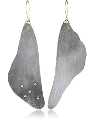Melissa Joy Manning "Mixed Metals" Gold Ball Detail Silver Hammered Earrings