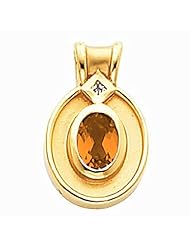 14K Yellow Gold Oval Cut Spessartite Garnet and Diamond Pendant -- LIFETIME WARRANTY