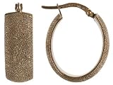 14KT ESPRESSO GOLD SATIN OVAL HOOP EARRINGS