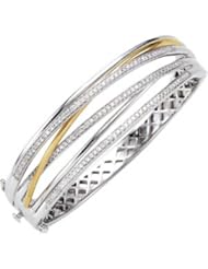 CleverEves 14K White Gold Yellow Gold 1 Ct Tw Two Tone Diamond Bangle Bracelet