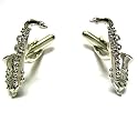 Silver Saxophone Cufflinks w/Gift Box