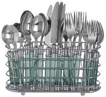 DecoBros Chrome Flatware Organizer Holder Caddy