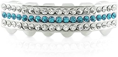 Premium 3 Rows Emerald & Clear Crystal Pimp Daddy Bottom Grillz