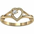 14K Yellow Gold Diamond Heart Promise Ring - 0.03 Ct.