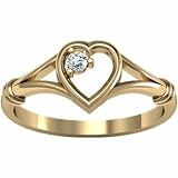 14K Yellow Gold Diamond Heart Promise Ring - 0.03 Ct.