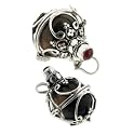 Sterling Silver Caged Tiger Eye Globe Pendant with Garnet Opens!