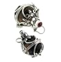 Sterling Silver Caged Tiger Eye Globe Pendant with Garnet Opens!