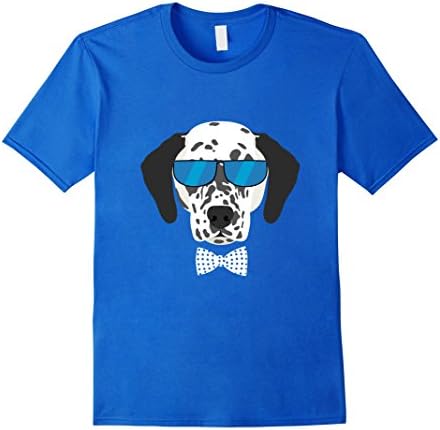 Men's Glass Dalmatian Dog Bow Tie Tshirt Puppy Glasses T-shirt Medium Royal Blue