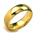 Bling Jewelry Gold Plated High Polish Comfort Fit Mens Tungsten Carbide Wedding Band Ring 8mm