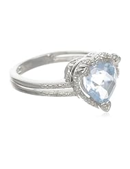 Silver Heart Shape Gemstone with 0.03 cttw Diamonds Ring