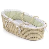 Badger Basket Moses Basket in Natural and Sage Gingham