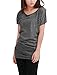 Allegra K Woman Scoop Neck Batwing Sleeves Tunic Top Dark Grey XL