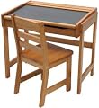 Lipper International Child's Desk With Chalkboard Top & Chair - Pecan