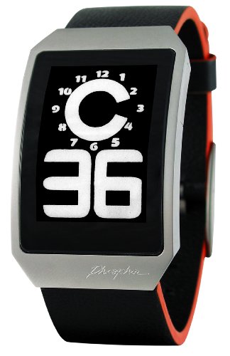 Phosphor Unisex DH01 Digital Hour E-INK Curved Leather Band Watch