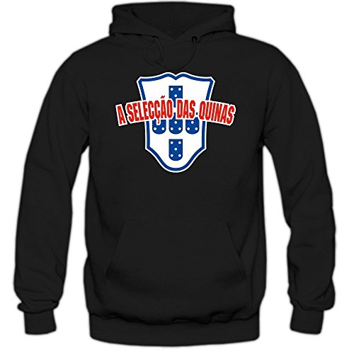 Portugal EM 2016 #4 Kapuzenpullover | Seleção das Quinas | Fußball | Herren | Trikot | Nationalmannschaft, Farbe:Schwarz (Black F421);Größe:M