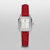 Michele Woman's MWW06D000005 Deco Mini Diamond Garnet Alligator Watch