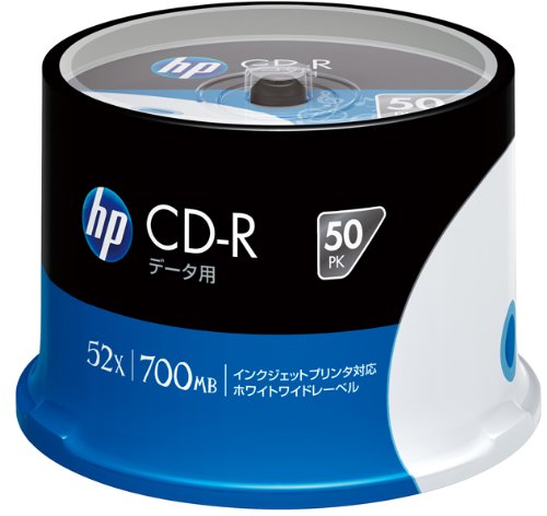 HP データ用CD-R 700MB 52倍速対応 ホワイトワイドプリンタブル 50枚スピンドル CDR80HPWBX50SA