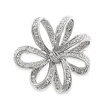 Bow Shaped Brooch in Silvertone with Round Cut Clear CZ