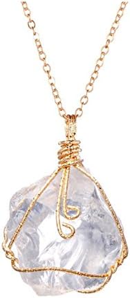 Pendant Gemstone Quartz Natural For Necklace Healing Crystal Stone Reiki Chakra Color:White