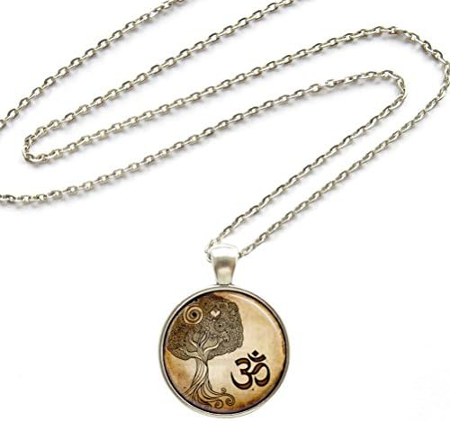 Namaste Necklace , Om Yoga Pendant , Zen Tree Pendant Charm