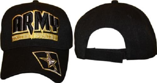 Army Star Black and Gold 3D Letters Hat Ball Cap (Licensed by the US Army)