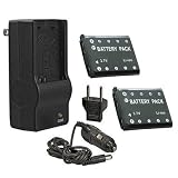 2 Replacement Batteries and Multi Voltage Battery Charger For Canon PowerShot ELPH 110 HS